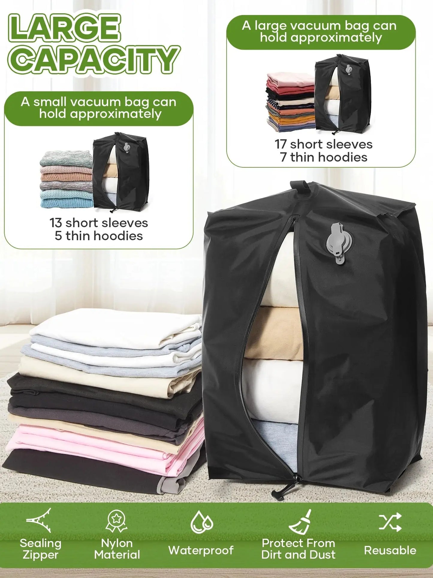 Vacuum Storage Bags for Clothes with Electric Pump, Travel Essentials Uitcases Clothes Organizer Bags, Vacuum Compression Bags