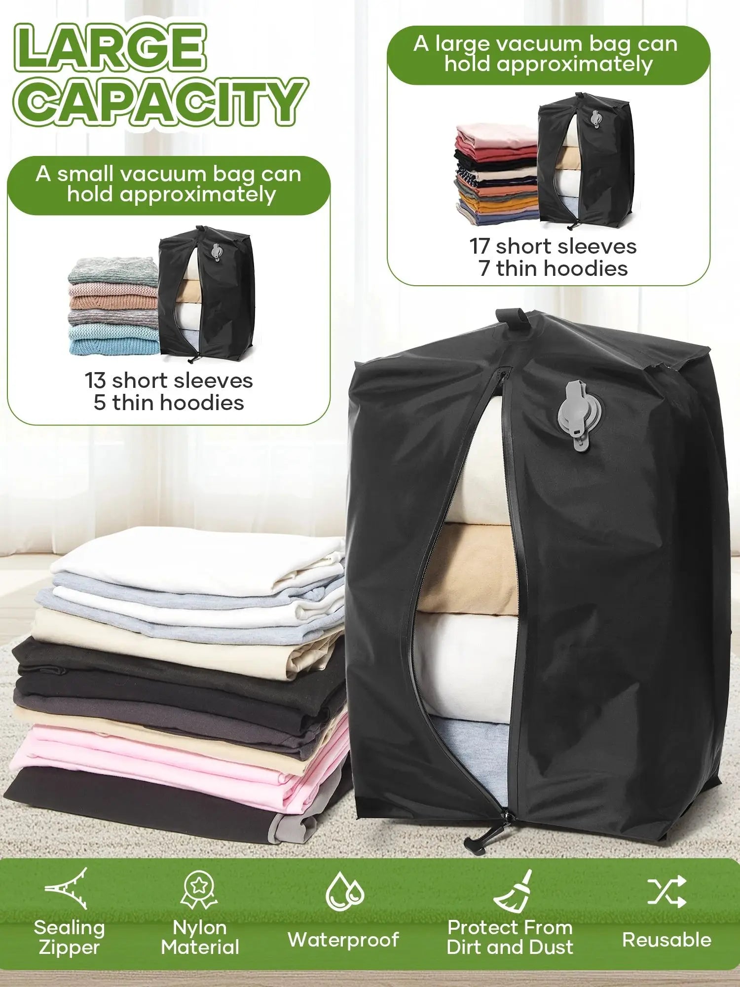 Vacuum Storage Bags for Clothes with Electric Pump, Travel Essentials Uitcases Clothes Organizer Bags, Vacuum Compression Bags
